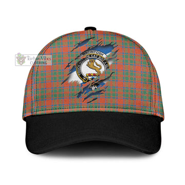 MacIntosh Ancient Tartan Classic Cap with Family Crest In Me Style