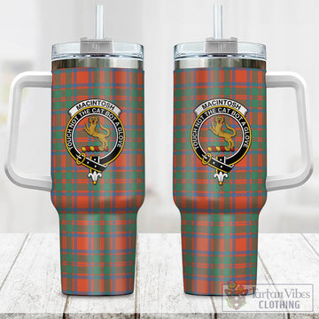MacIntosh Ancient Tartan and Family Crest Tumbler with Handle