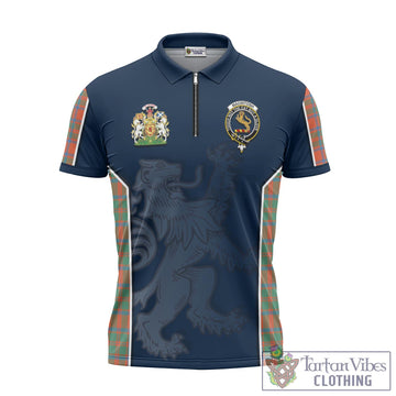 MacIntosh Ancient Tartan Zipper Polo Shirt with Family Crest and Lion Rampant Vibes Sport Style