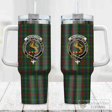 MacIntosh Hunting Tartan and Family Crest Tumbler with Handle