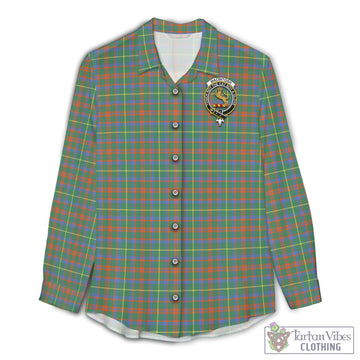 MacIntosh Hunting Ancient Tartan Womens Casual Shirt with Family Crest