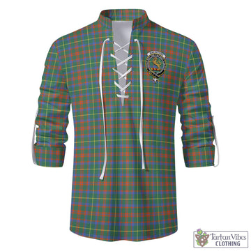 MacIntosh Hunting Ancient Tartan Men's Scottish Traditional Jacobite Ghillie Kilt Shirt with Family Crest