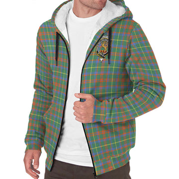 MacIntosh Hunting Ancient Tartan Sherpa Hoodie with Family Crest