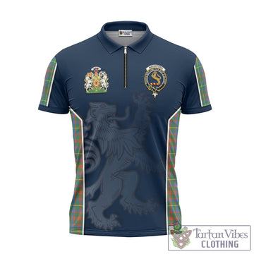 MacIntosh Hunting Ancient Tartan Zipper Polo Shirt with Family Crest and Lion Rampant Vibes Sport Style