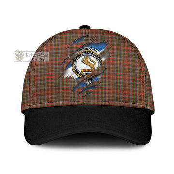 MacIntosh Hunting Weathered Tartan Classic Cap with Family Crest In Me Style