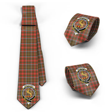 MacIntosh Hunting Weathered Tartan Classic Necktie with Family Crest