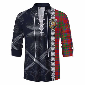 MacIntosh (McIntosh) Tartan Ghillie Kilt Shirt with Family Crest Cross Sword Thistle Celtic Vibes Men - Tartan Vibes Clothing