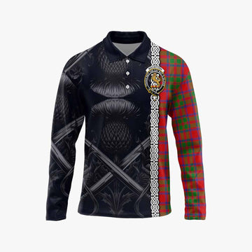 MacIntosh (McIntosh) Tartan Long Sleeve Polo Shirt with Family Crest Cross Sword Thistle Celtic Vibes Unisex - Tartan Vibes Clothing
