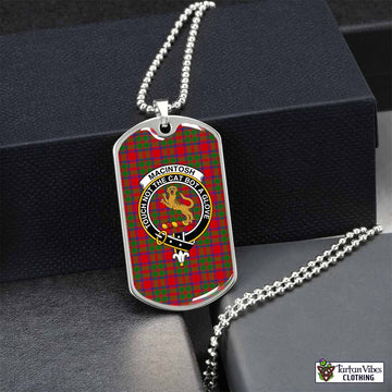 Tartan Vibes Clothing MacIntosh (McIntosh) Tartan Dog Tag Necklace with Family Crest