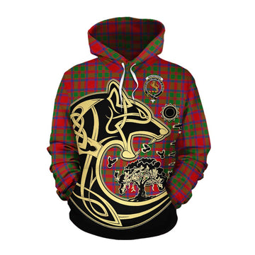 MacIntosh (McIntosh) Tartan Cotton Hoodie with Family Crest Celtic Wolf Style Pullover Hoodie XS - Tartan Vibes Clothing