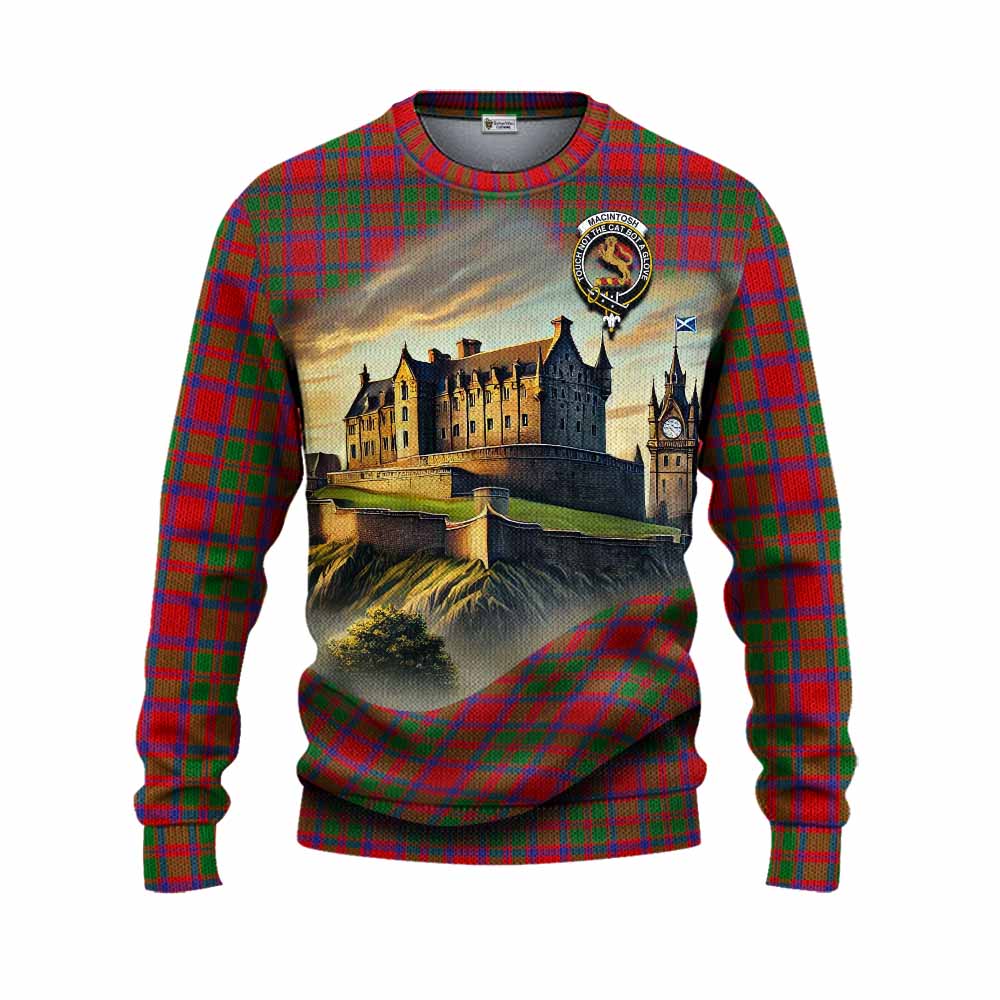 MacIntosh (McIntosh) Tartan Family Crest Knitted Sweater with Scottish Ancient Castle Style Unisex - Tartan Vibes Clothing