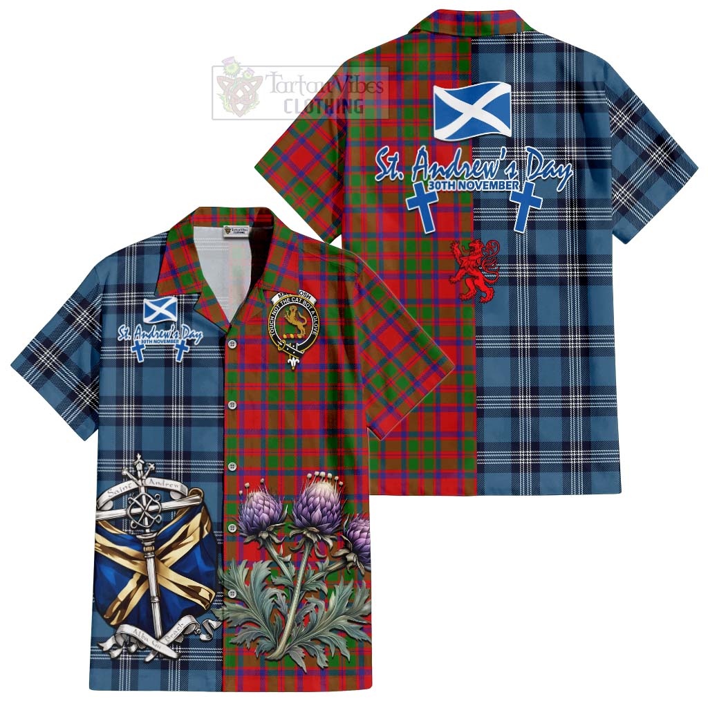 MacIntosh (McIntosh) Tartan Hawaiian Shirt Happy St. Andrew's Day Half Tartan Style Kid - Tartan Vibes Clothing