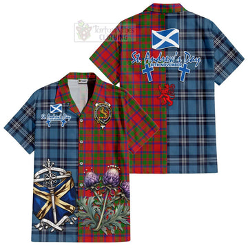 MacIntosh (McIntosh) Tartan Hawaiian Shirt Happy St. Andrew's Day Half Tartan Style Kid - Tartan Vibes Clothing