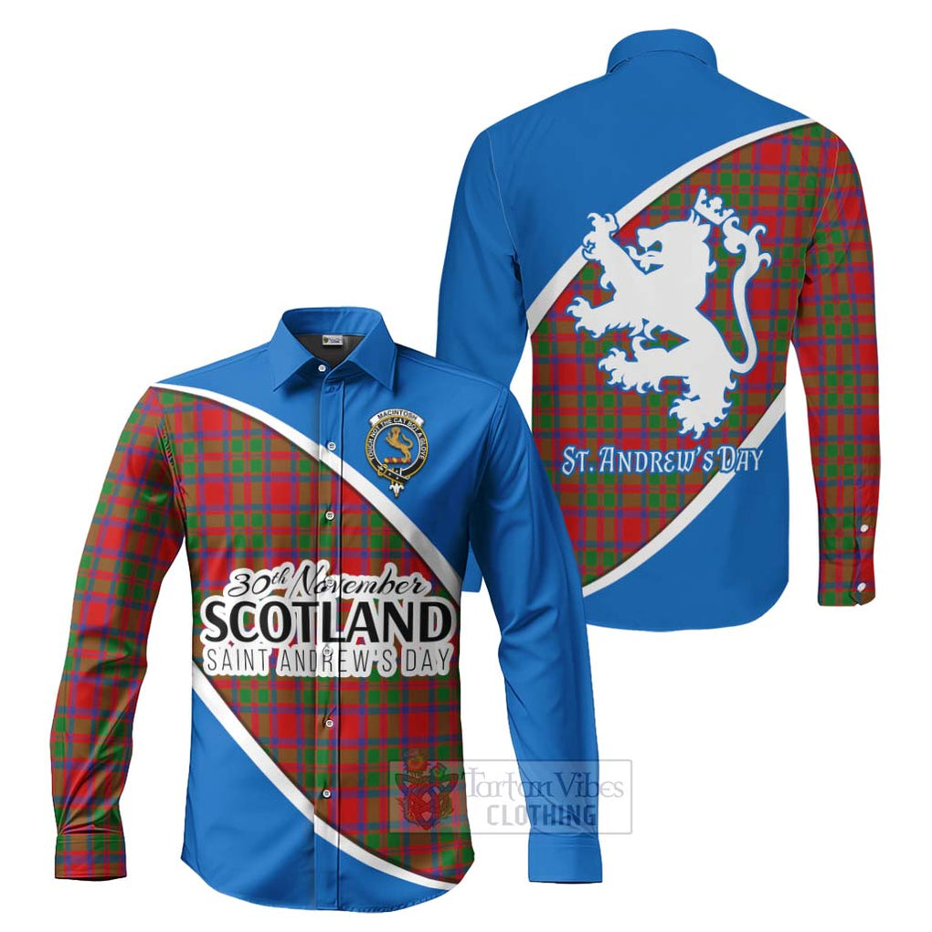 Tartan Vibes Clothing MacIntosh (McIntosh) Family Crest Tartan Long Sleeve Button Shirt Celebrate Saint Andrew's Day in Style