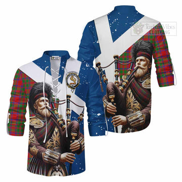 MacIntosh (McIntosh) Tartan Ghillie Kilt Shirt with Family Crest Scottish Bagpiper Vibes Men - Tartan Vibes Clothing