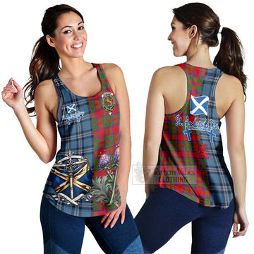 MacIntosh (McIntosh) Tartan Women's Racerback Tanks Happy St. Andrew's Day Half Tartan Style 4XL - Tartan Vibes Clothing