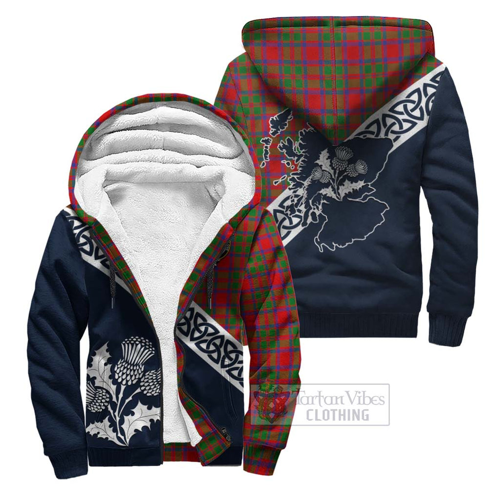 Tartan Vibes Clothing MacIntosh (McIntosh) Tartan Sherpa Hoodie Featuring Thistle and Scotland Map