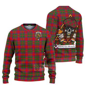 Tartan Vibes Clothing MacIntosh (McIntosh) Tartan Knitted Sweater with Family Crest and Bearded Skull Holding Bottles of Whiskey