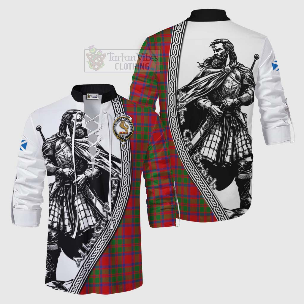 MacIntosh (McIntosh) Tartan Clan Crest Ghillie Kilt Shirt with Highlander Warrior Celtic Style Men - Tartan Vibes Clothing
