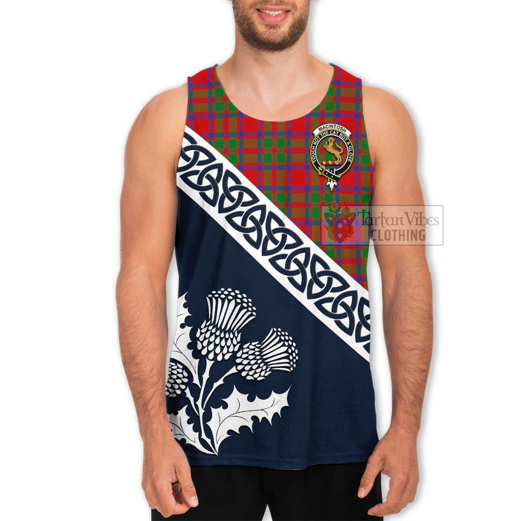 Tartan Vibes Clothing MacIntosh (McIntosh) Tartan Men's Tank Top Featuring Thistle and Scotland Map