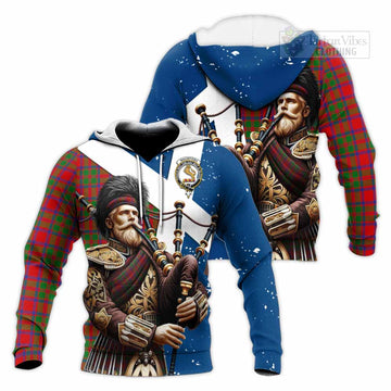 MacIntosh (McIntosh) Tartan Knitted Hoodie with Family Crest Scottish Bagpiper Vibes Unisex Knitted Pullover Hoodie - Tartan Vibes Clothing