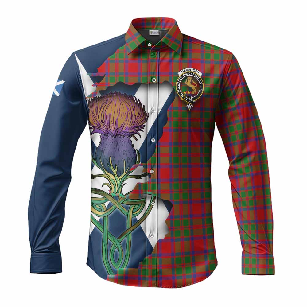 MacIntosh (McIntosh) Tartan Family Crest Long Sleeve Button Shirt Scottish Thistle Celtic Inspired Men's Shirt S - Tartan Vibes Clothing