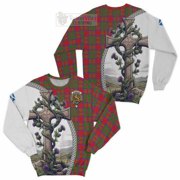 MacIntosh (McIntosh) Tartan Sweatshirt with Family Crest and St. Andrew's Cross Accented by Thistle Vines Unisex - Tartan Vibes Clothing