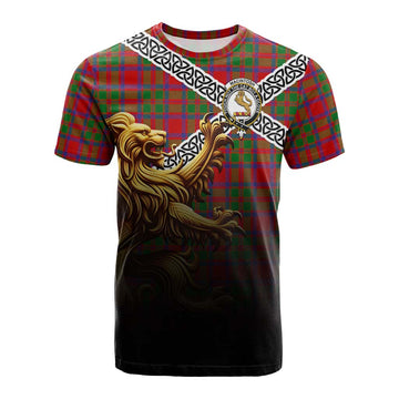 Tartan Vibes Clothing MacIntosh (McIntosh) Crest Tartan Cotton T-shirt with Golden Lion Emblem Celtic Style