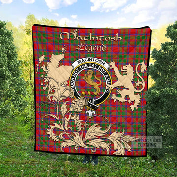 Tartan Vibes Clothing MacIntosh (McIntosh) Tartan Quilt with Family Crest and Scottish Symbol Style