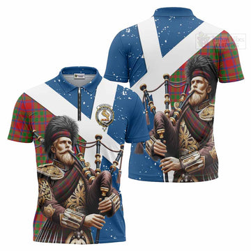 MacIntosh (McIntosh) Tartan Zipper Polo Shirt with Family Crest Scottish Bagpiper Vibes Unisex - Tartan Vibes Clothing
