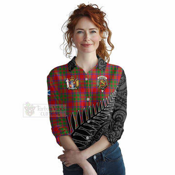 MacIntosh (McIntosh) Crest Tartan Women's Casual Shirt with New Zealand Silver Fern Half Style Female - Tartan Vibes Clothing