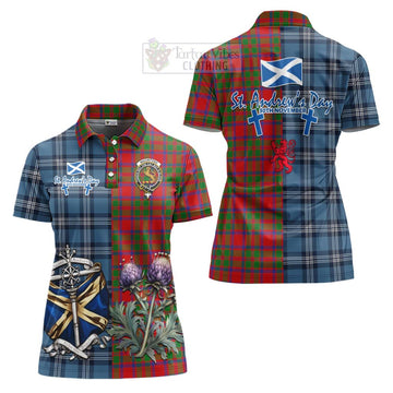 MacIntosh (McIntosh) Tartan Women's Polo Shirt Happy St. Andrew's Day Half Tartan Style Women - Tartan Vibes Clothing