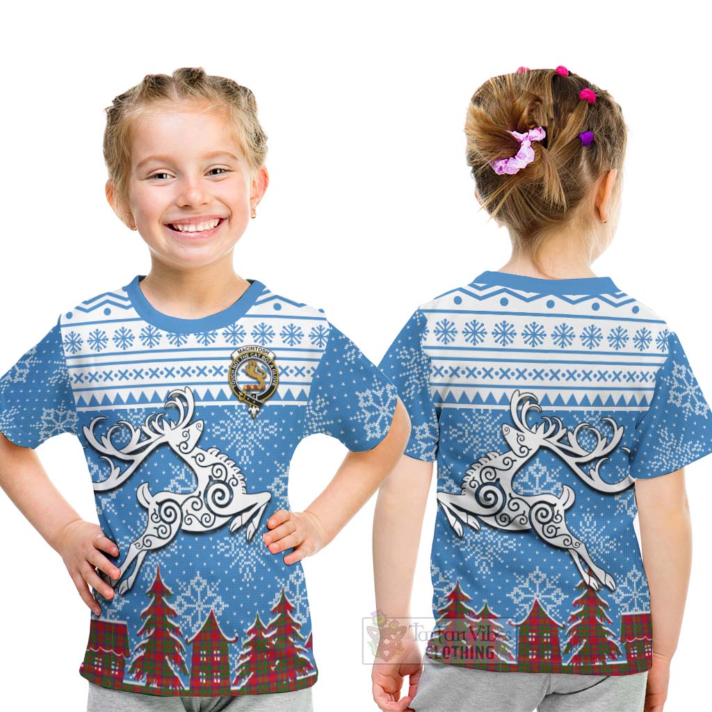 MacIntosh (McIntosh) Clan Christmas Kid T-Shirt Celtic Reindeer Style - Tartan Vibes Clothing