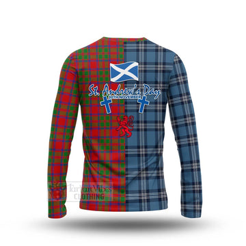 MacIntosh (McIntosh) Tartan Long Sleeve T-Shirt Happy St. Andrew's Day Half Tartan Style - Tartan Vibes Clothing