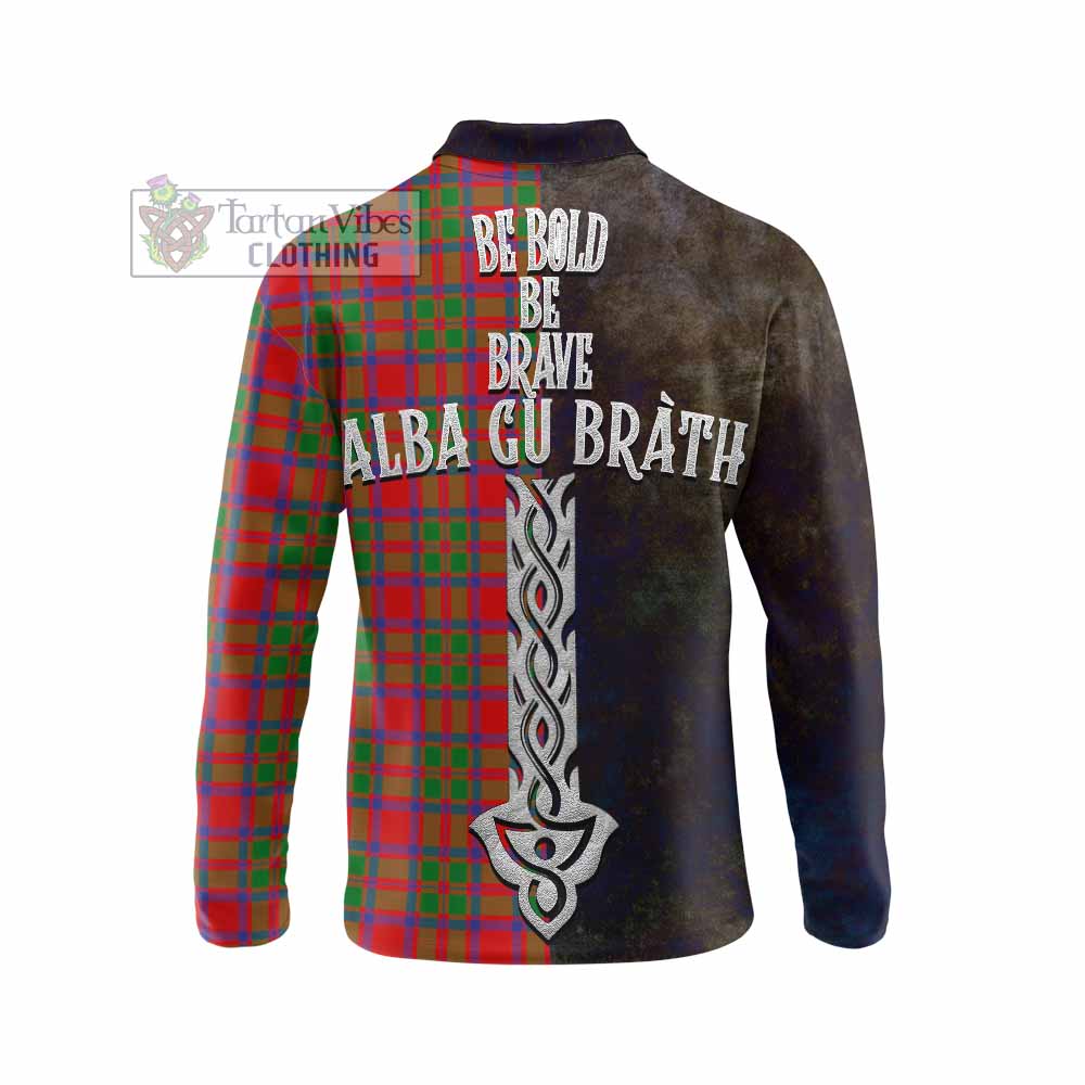 Tartan Vibes Clothing MacIntosh (McIntosh) Tartan Family Crest Long Sleeve Polo Shirt Alba Gu Brath Be Brave Lion Ancient Style