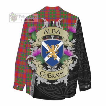 Tartan Vibes Clothing MacIntosh (McIntosh) Tartan Family Crest Women's Casual Shirt Lion Rampant Royal Thistle Shield Celtic Inspired