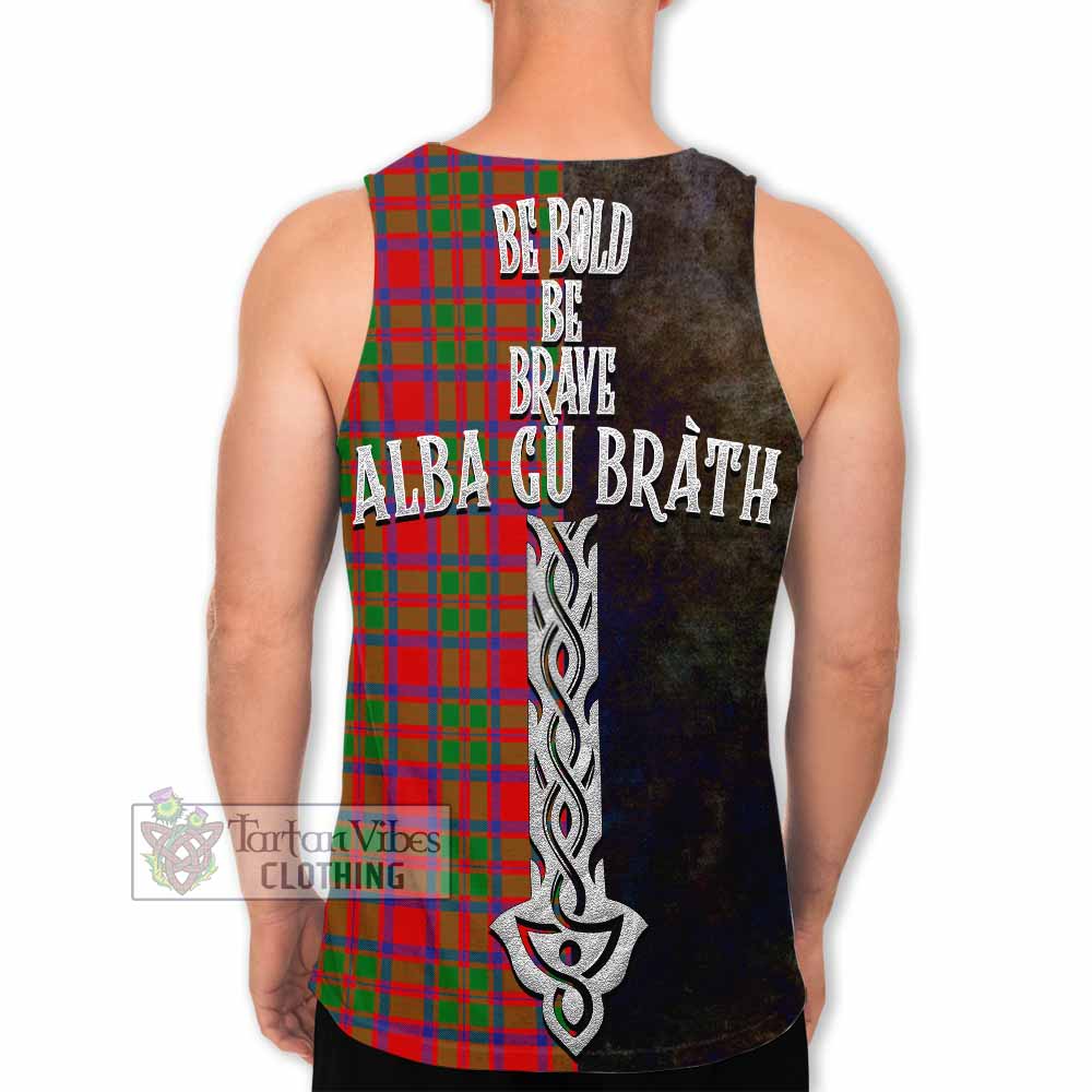 Tartan Vibes Clothing MacIntosh (McIntosh) Tartan Family Crest Men's Tank Top Alba Gu Brath Be Brave Lion Ancient Style