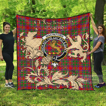 Tartan Vibes Clothing MacIntosh (McIntosh) Tartan Quilt with Family Crest and Scottish Symbol Style