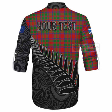 Tartan Vibes Clothing MacIntosh (McIntosh) Crest Tartan Ghillie Kilt Shirt with New Zealand Silver Fern Half Style