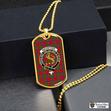 Tartan Vibes Clothing MacIntosh (McIntosh) Tartan Dog Tag Necklace with Family Crest