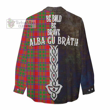 Tartan Vibes Clothing MacIntosh (McIntosh) Tartan Family Crest Women's Casual Shirt Alba Gu Brath Be Brave Lion Ancient Style