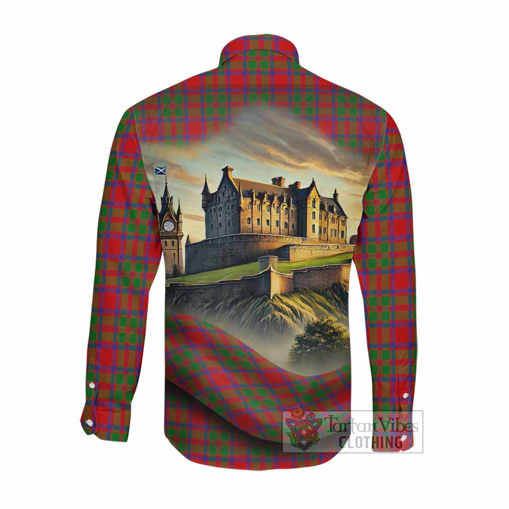 Tartan Vibes Clothing MacIntosh (McIntosh) Tartan Family Crest Long Sleeve Button Shirt with Scottish Ancient Castle Style