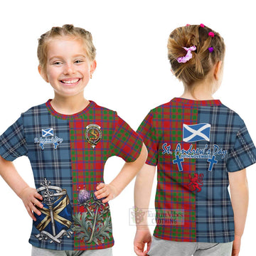 MacIntosh (McIntosh) Tartan Kid T-Shirt Happy St. Andrew's Day Half Tartan Style - Tartan Vibes Clothing