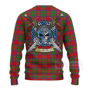 Tartan Vibes Clothing MacIntosh (McIntosh) Tartan Knitted Sweater with Family Crest Celtic Skull Style