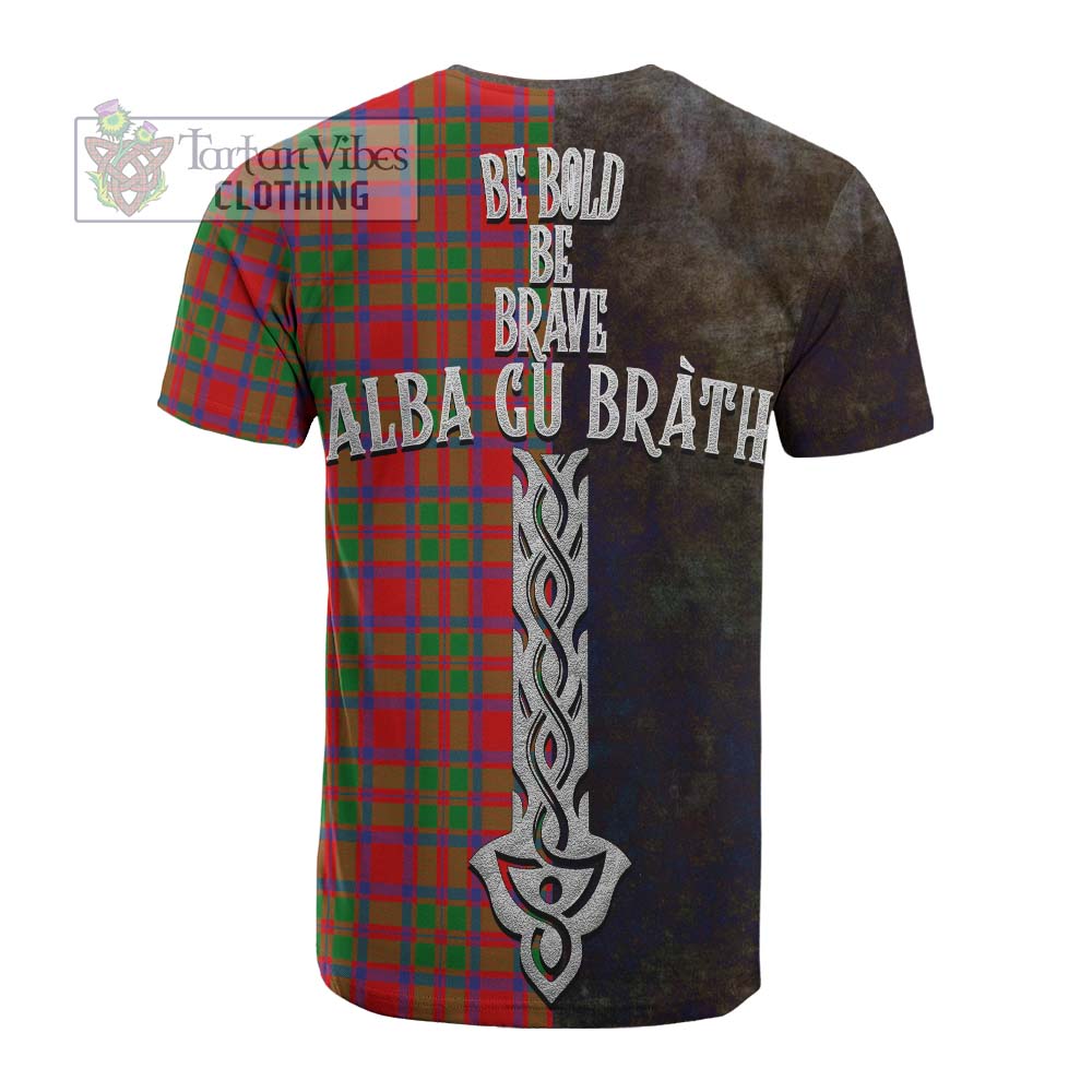 Tartan Vibes Clothing MacIntosh (McIntosh) Tartan Family Crest Cotton T-shirt Alba Gu Brath Be Brave Lion Ancient Style