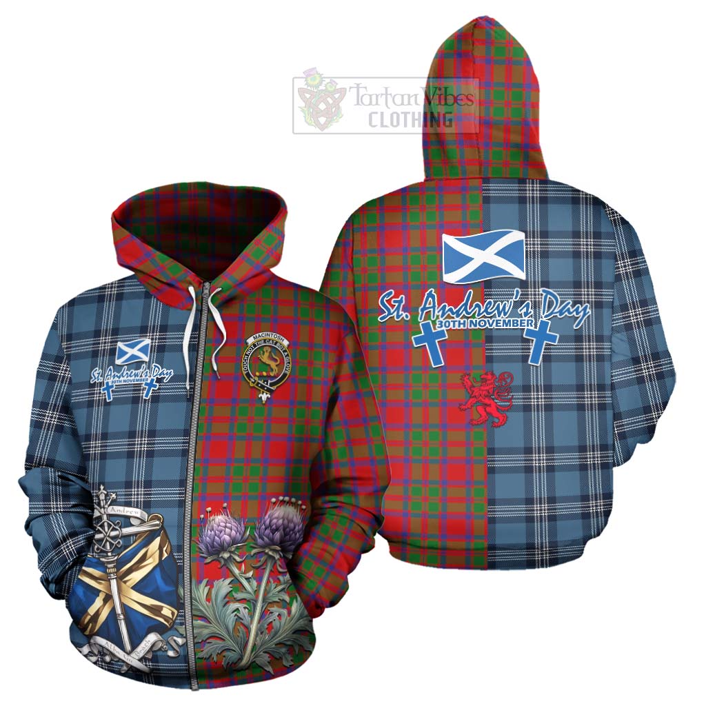 MacIntosh (McIntosh) Tartan Hoodie Happy St. Andrew's Day Half Tartan Style - Tartan Vibes Clothing