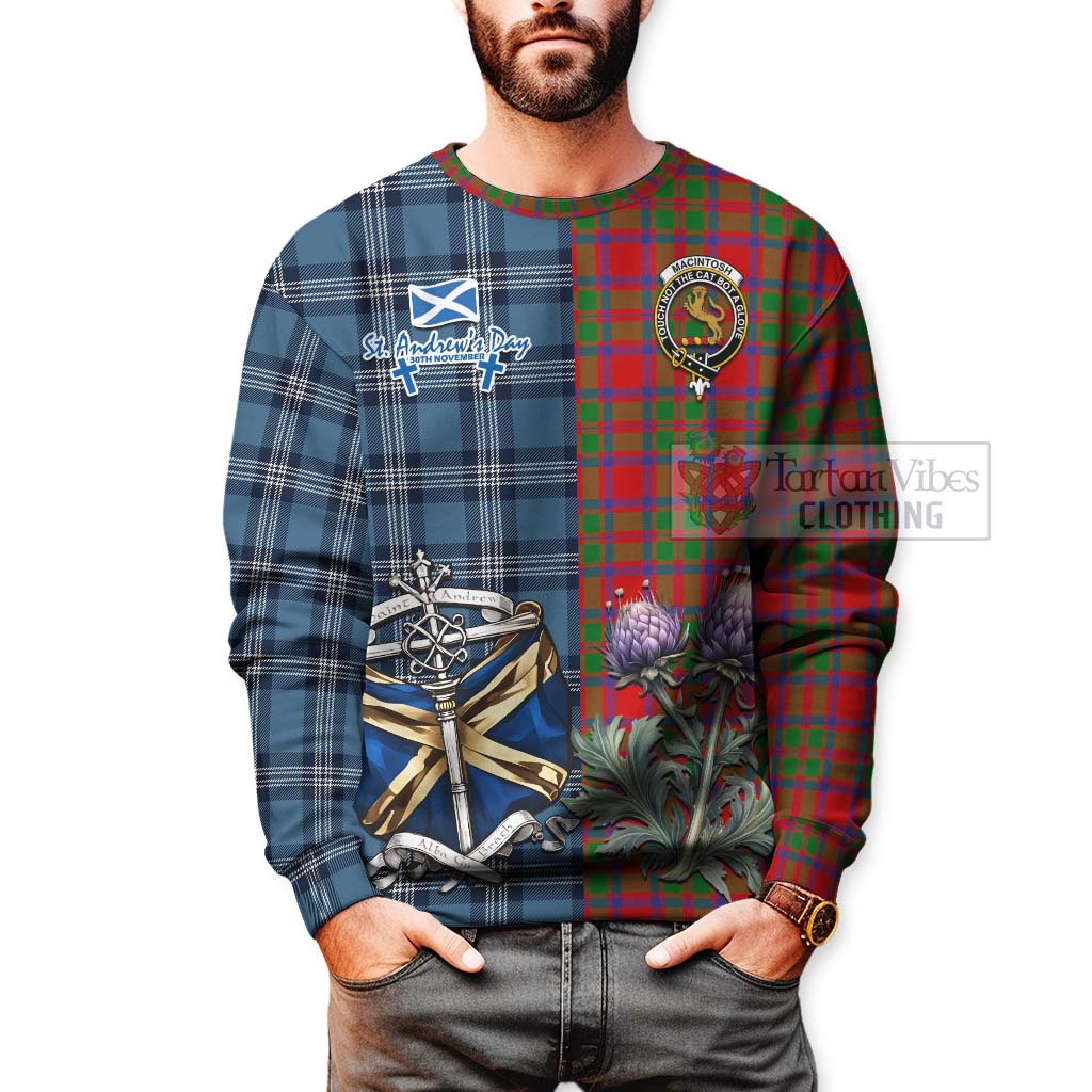 MacIntosh (McIntosh) Tartan Sweatshirt Happy St. Andrew's Day Half Tartan Style - Tartan Vibes Clothing