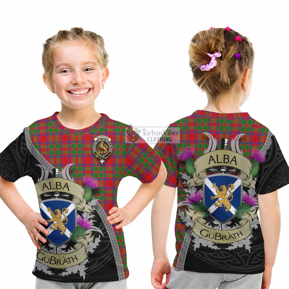 Tartan Vibes Clothing MacIntosh (McIntosh) Tartan Family Crest Kid T-Shirt Lion Rampant Royal Thistle Shield Celtic Inspired