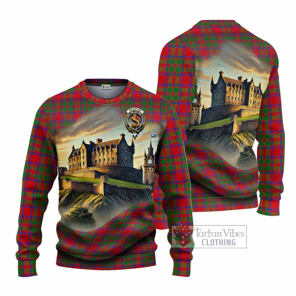MacIntosh (McIntosh) Tartan Family Crest Knitted Sweater with Scottish Ancient Castle Style - Tartan Vibes Clothing