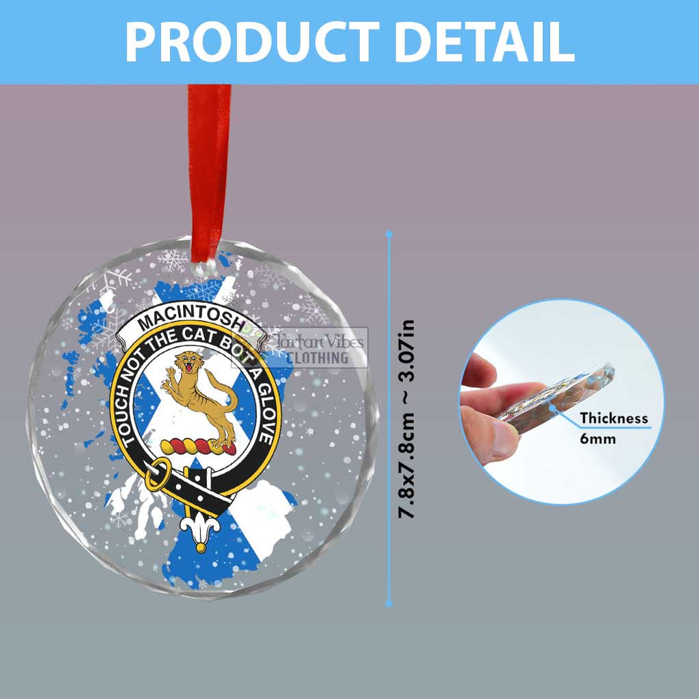 MacIntosh (McIntosh) Clan Crest Christmas Glass Ornament with Scotland Map - 2D-tartanvibesclothing